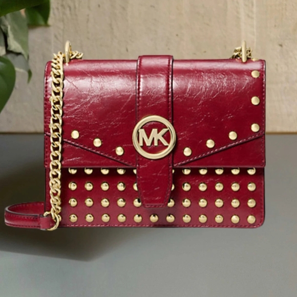 Michael Kors Greenwich Cherry Studded Flap Crossbody Bag